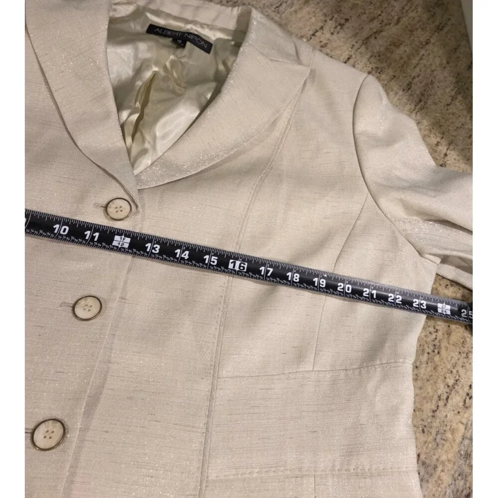 New! Albert Nipon Two Piece Light Green Skirt Set Suit Size 18W Sparkle 3 Button - Picture 6 of 16